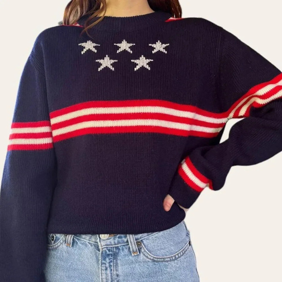 70s vintage stars and stripes knit sweater - Picture 5 of 7